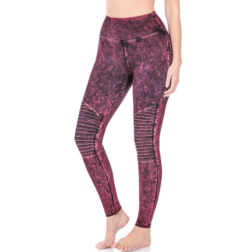 Zenana Mineral Wash Cropped Leggings in Dark Plum